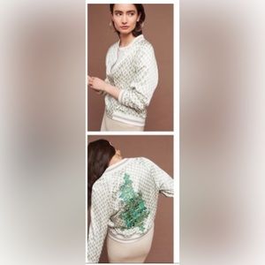 Anthropologie Tiny Editions xsp satin gorgeous bomber style jacket. Embroidered